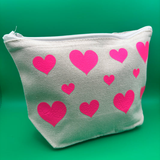 Heart Polyester Canvas Zip Pouch