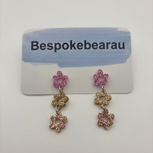 Glitter Flower Chain Dangles